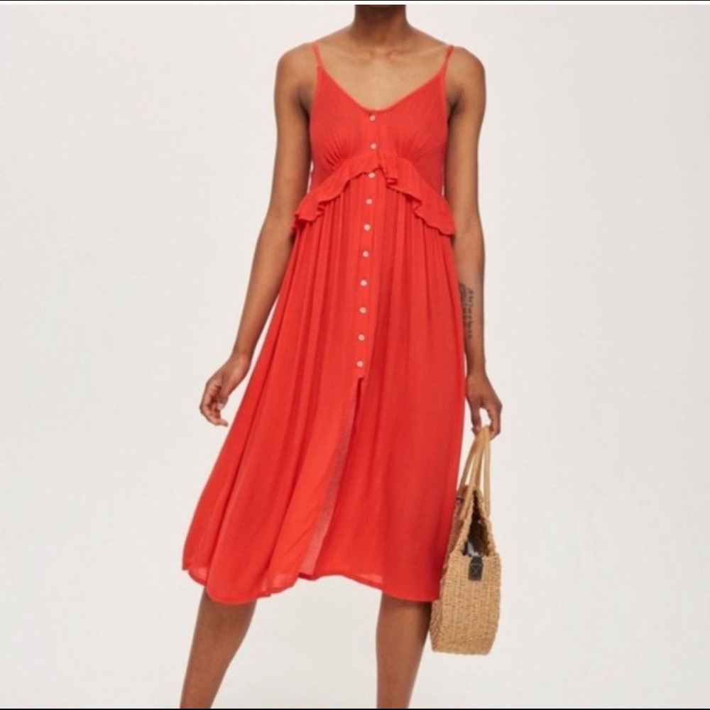 Topshop Ruffle Midi Coverup Dress